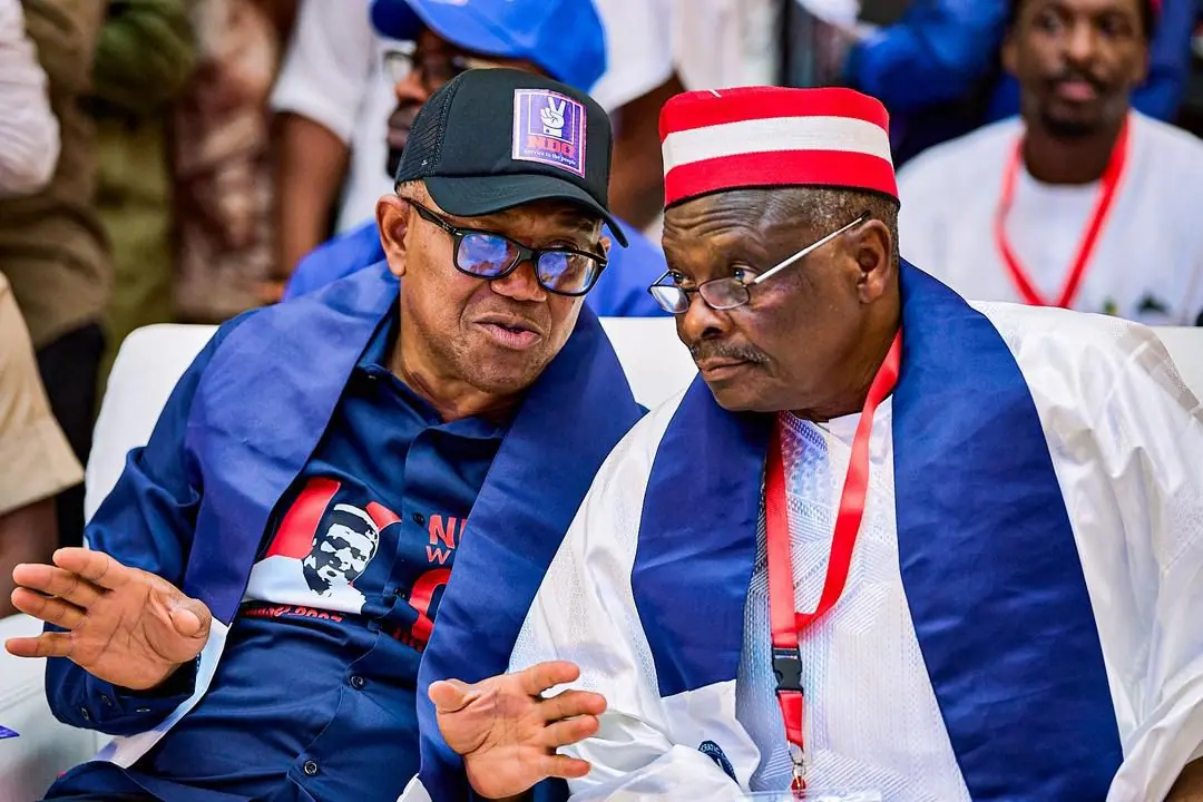 His Excellency, Mr. Peter Obi, and His Excellency, Sen. Rabiu Musa Kwankwaso, seated side by side in conversation